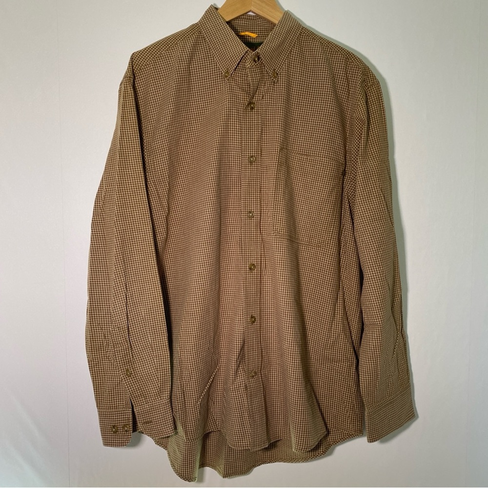 Timberland‎ Men's Button down Shirt Large Cotton Brown Classic Checkered Pattern